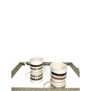 Vintage Bilton Stacking Mugs - Set of 2 - Made in England - 1970s Retro Bohemian